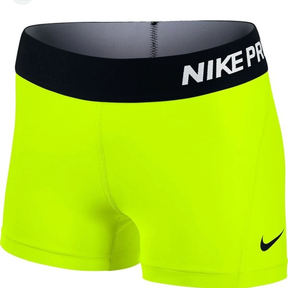 Nike Pro Bright Yellow green Training Shorts 3” size M